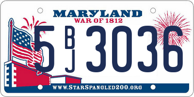 MD license plate 5BJ3036