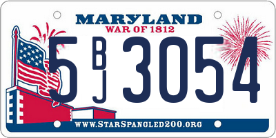 MD license plate 5BJ3054