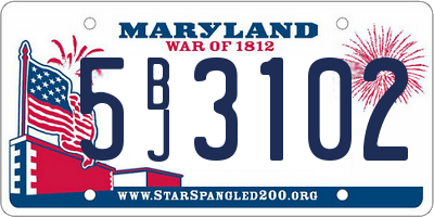 MD license plate 5BJ3102