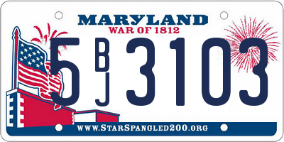 MD license plate 5BJ3103