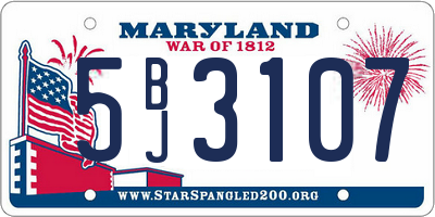 MD license plate 5BJ3107