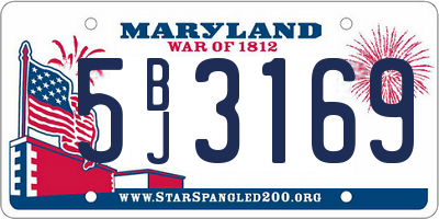MD license plate 5BJ3169