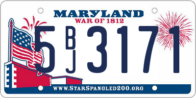 MD license plate 5BJ3171