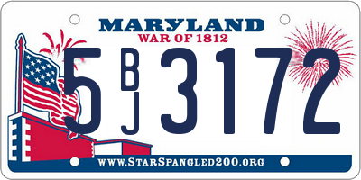 MD license plate 5BJ3172