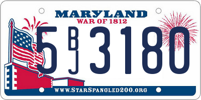 MD license plate 5BJ3180