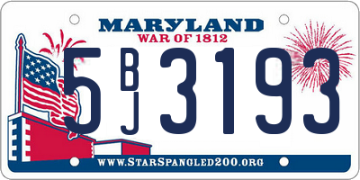 MD license plate 5BJ3193