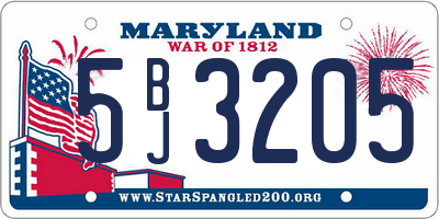 MD license plate 5BJ3205