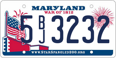 MD license plate 5BJ3232