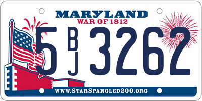 MD license plate 5BJ3262
