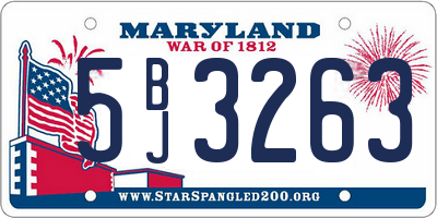 MD license plate 5BJ3263