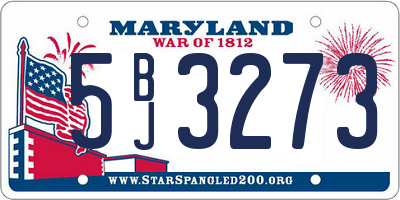 MD license plate 5BJ3273
