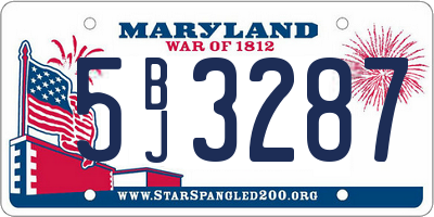 MD license plate 5BJ3287
