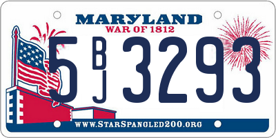 MD license plate 5BJ3293