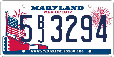 MD license plate 5BJ3294
