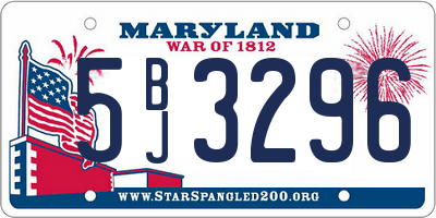 MD license plate 5BJ3296