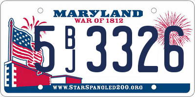 MD license plate 5BJ3326
