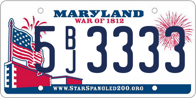 MD license plate 5BJ3333