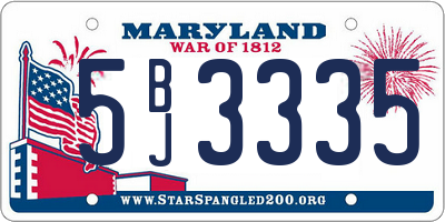 MD license plate 5BJ3335