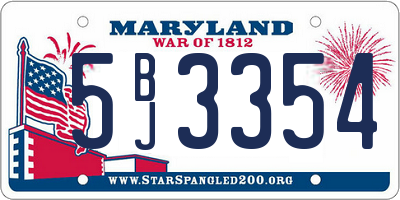 MD license plate 5BJ3354