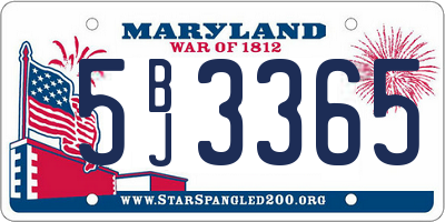MD license plate 5BJ3365