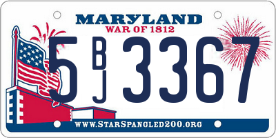 MD license plate 5BJ3367