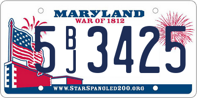MD license plate 5BJ3425