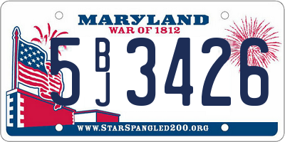 MD license plate 5BJ3426