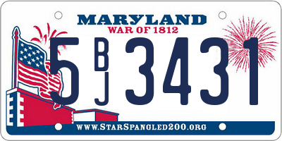 MD license plate 5BJ3431