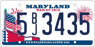 MD license plate 5BJ3435
