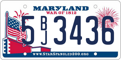 MD license plate 5BJ3436