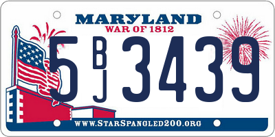 MD license plate 5BJ3439