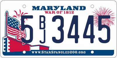 MD license plate 5BJ3445