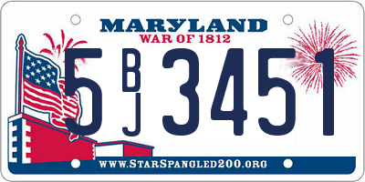 MD license plate 5BJ3451