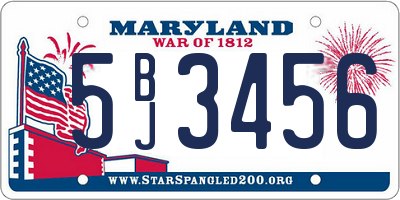 MD license plate 5BJ3456