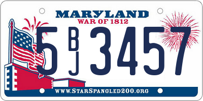 MD license plate 5BJ3457