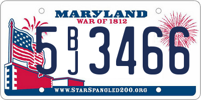 MD license plate 5BJ3466