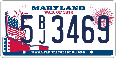 MD license plate 5BJ3469