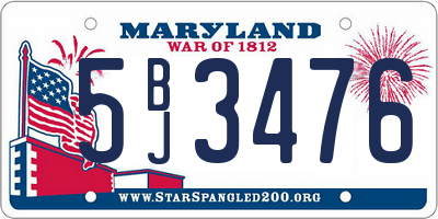 MD license plate 5BJ3476