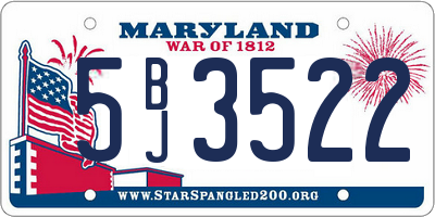 MD license plate 5BJ3522