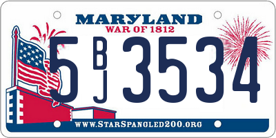 MD license plate 5BJ3534