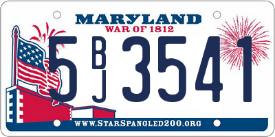 MD license plate 5BJ3541