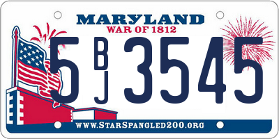 MD license plate 5BJ3545