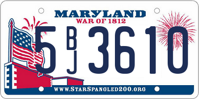MD license plate 5BJ3610