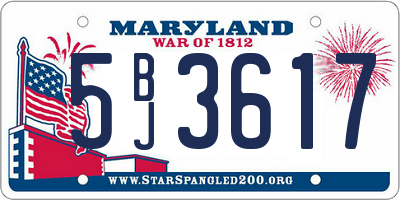 MD license plate 5BJ3617
