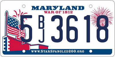 MD license plate 5BJ3618