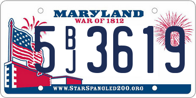 MD license plate 5BJ3619