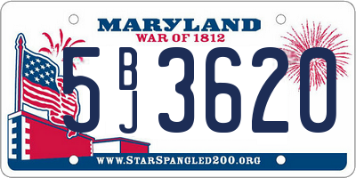 MD license plate 5BJ3620