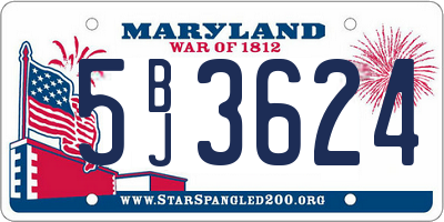 MD license plate 5BJ3624