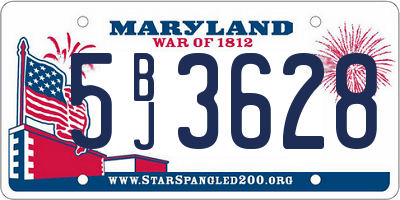 MD license plate 5BJ3628