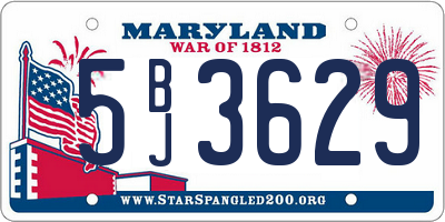 MD license plate 5BJ3629